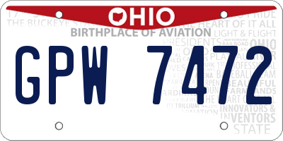 OH license plate GPW7472