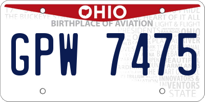 OH license plate GPW7475