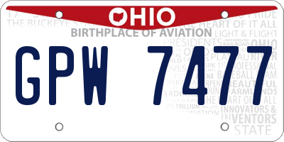 OH license plate GPW7477