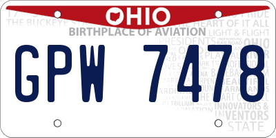 OH license plate GPW7478