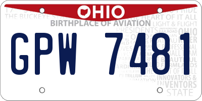 OH license plate GPW7481