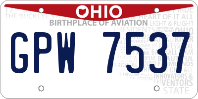 OH license plate GPW7537