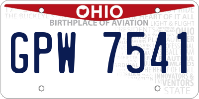 OH license plate GPW7541