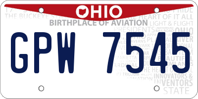 OH license plate GPW7545