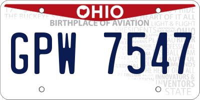 OH license plate GPW7547