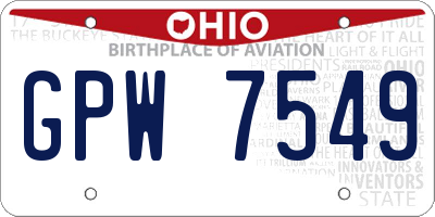 OH license plate GPW7549