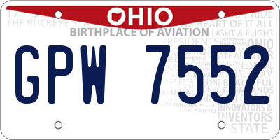 OH license plate GPW7552