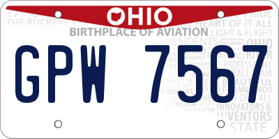 OH license plate GPW7567