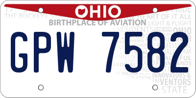OH license plate GPW7582