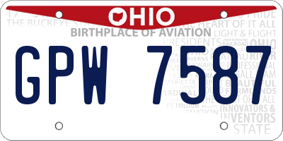OH license plate GPW7587