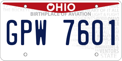 OH license plate GPW7601