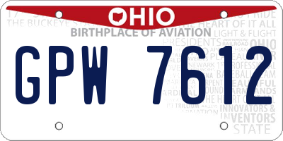 OH license plate GPW7612