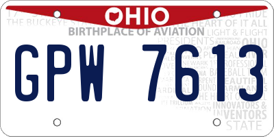 OH license plate GPW7613