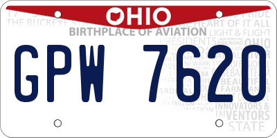 OH license plate GPW7620