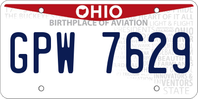 OH license plate GPW7629
