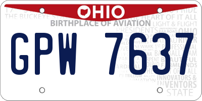 OH license plate GPW7637