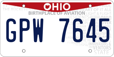 OH license plate GPW7645