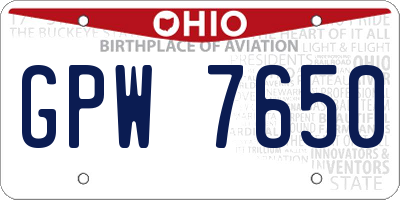 OH license plate GPW7650