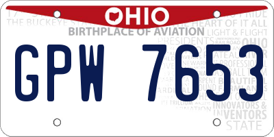OH license plate GPW7653