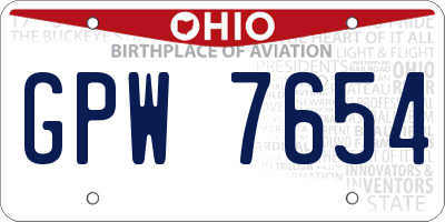 OH license plate GPW7654