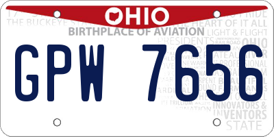 OH license plate GPW7656