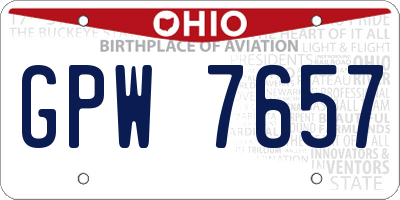 OH license plate GPW7657