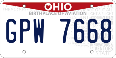 OH license plate GPW7668