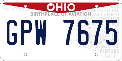 OH license plate GPW7675