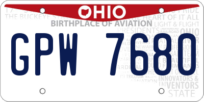 OH license plate GPW7680