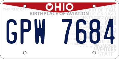 OH license plate GPW7684