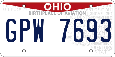 OH license plate GPW7693