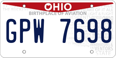 OH license plate GPW7698
