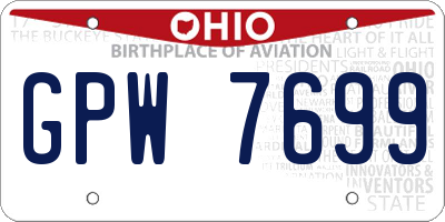 OH license plate GPW7699