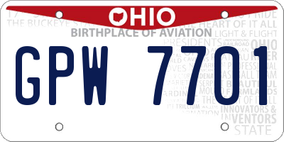 OH license plate GPW7701