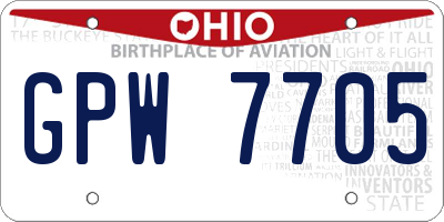 OH license plate GPW7705