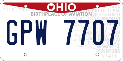 OH license plate GPW7707