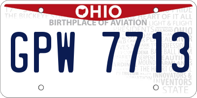 OH license plate GPW7713