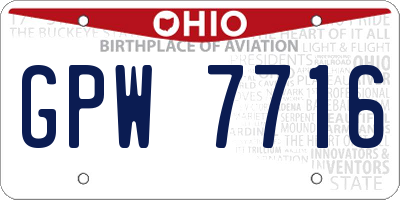 OH license plate GPW7716