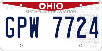 OH license plate GPW7724