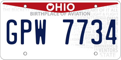 OH license plate GPW7734