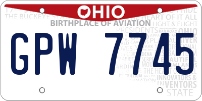 OH license plate GPW7745