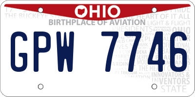 OH license plate GPW7746