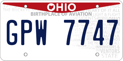 OH license plate GPW7747