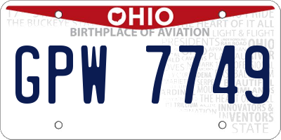 OH license plate GPW7749