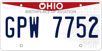OH license plate GPW7752