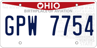 OH license plate GPW7754