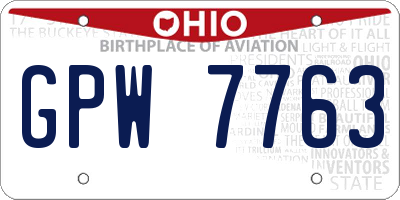 OH license plate GPW7763