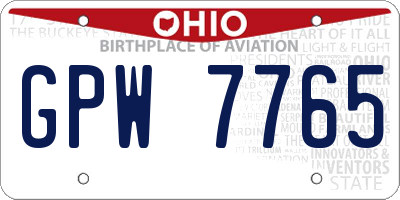 OH license plate GPW7765