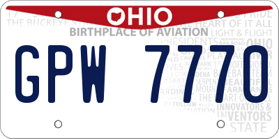 OH license plate GPW7770