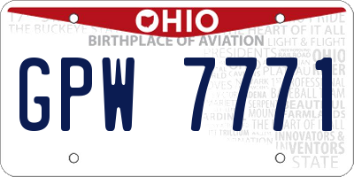 OH license plate GPW7771